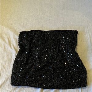 Black Sequin Tube Skirt - Women-NEW